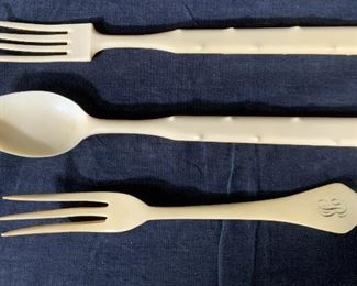 Lot 3 Celluloid Serving Forks & Spoons