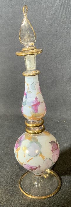 Vintage Art Glass Bottle with Stopper