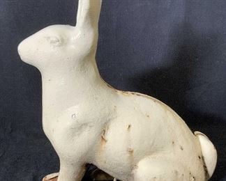 Antique Solid Iron Rabbit Sculpture