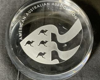 American Australian Association Glass Paperweight