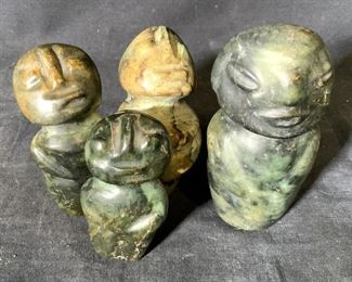 Four Carved Hard Stone Aztec Figurals