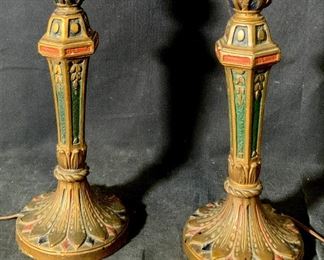 Pair Hand Painted Ceramic Lamps