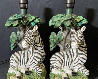 Pair Composite Zebra Figural Lamps