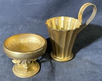 Gold Plated Silver Pedestal Bowl and Cup