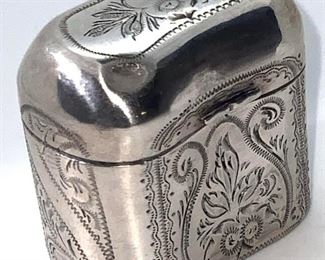 Antique Dutch Sterling Silver Etched Pill Box