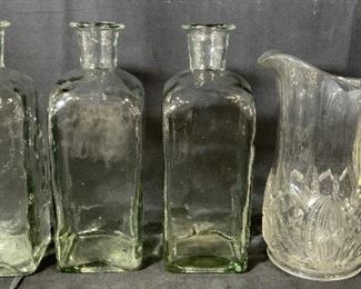 Lot 4 Glass Vessels and Pitcher