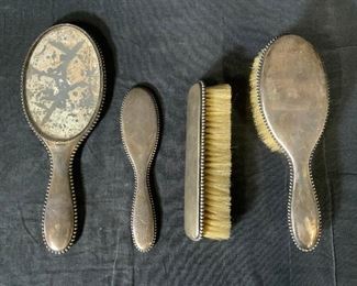 Lot 4 Antique Sterling Silver Vanity Accessories