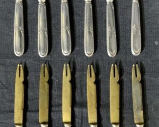 Set 12 Vintage Sterling & Gold Plated Knives