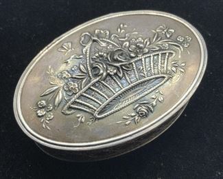 Antique Victorian Sterling Silver French Pill Box