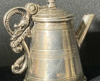 Vintage Sterling Silver Miniature Etched Teapot