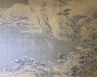 Asian Ink Painting on Silk, Landscape