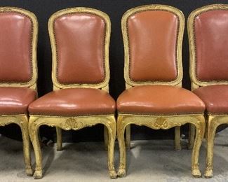 Set 4 Vintage Highback Leather Side Chairs