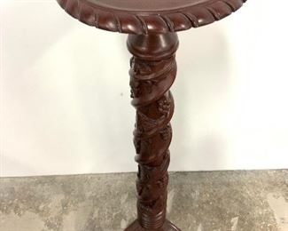 Vintage Grape & Leaf Carved Wooden Pedestal
