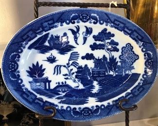$30.  12" long x 9 wide. Blue willow serving platter. perfect condition. 
