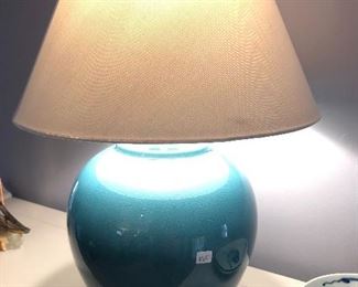 $50. 25" to top of shade. 14" wide. RALPH lauren teal lamp. nice large piece. great shape. 