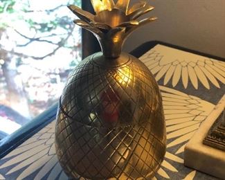 $15. Brass pineapple vintage dish. cover lifts off. 