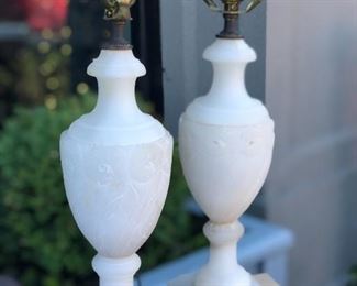 $160. Pair of adorable alabaster vintage lamps! 