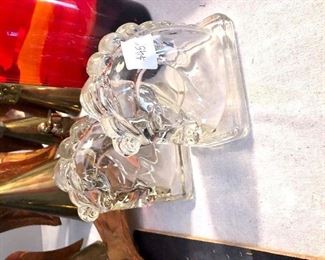 Now $40. Glass horse head bookends 