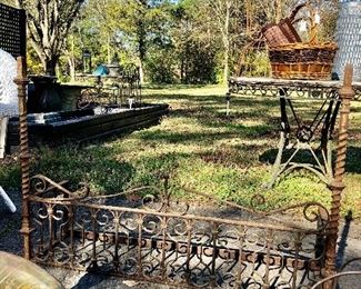 NOW $200. CAST IRON screen / piece with 24 inch finials. SOLID IRON. Was likely a very large window box. could be great garden piece or used as fireplace screen.