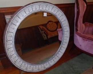 Unusual large round mirror