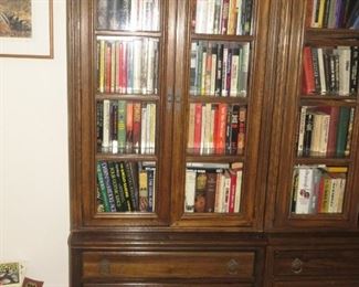 $160.00, Ethan Allen Solid Oak Royal Charter Collection,  Glass front, 3 drawer bookcases, 34"W x 13"D x 80"T