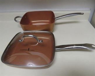 $40.00, Copper Chef NEW 9.5" pans one lid fits both 