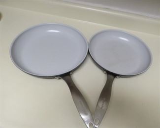 $30.00, Like New 10 & 12" Green Pan, frying pans