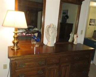 $150.00, Ethan Allen Solid Oak Royal Charter Collection dresser & mirrors, 74" W