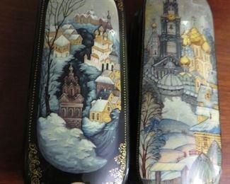 $30.00, Two 5" Russian enamel boxes VG unused condition