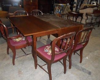 Gate leg table with 6 chairs