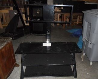 Metal and glass TV stand