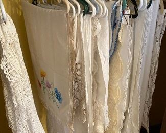A closet full of vintage old Linens