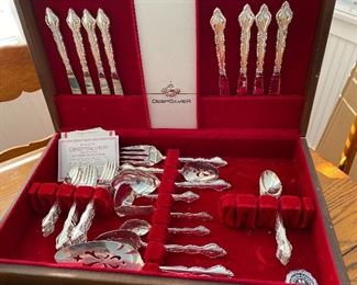 $58.00   Service for 8 + sides Silver plated International deep silver flatware set in box with many serving pieces (included)
