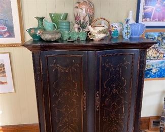 $95.00  Hooker Entertainment center 2’D x3’8” w 4’6” H Could be converted into a storage cabinet.   Would make a fun bar, too!