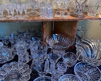 Assorted fine glass and crystal.