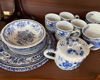 Blue & white in various patterns and makers