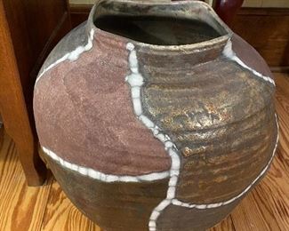 $42.00   Raku pottery pot 15”x  13"
