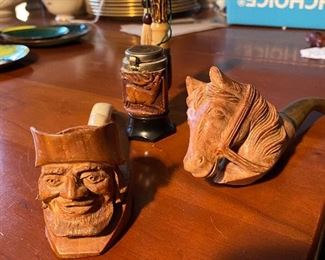 Carved pipes 
$30.00 Bruyre horse head
$55.00 Allwett
$25.00 unmarked head