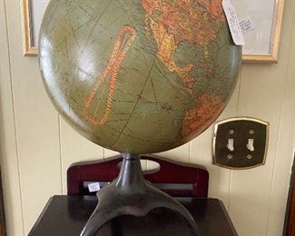 $185.00 Antique 12” liberty globe with iron stand