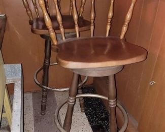 Vintage wood bar stools. Bar height. $15 ea