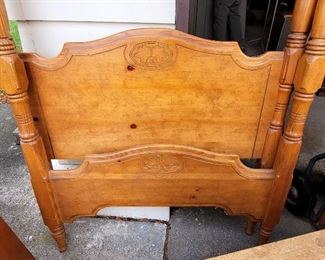 Twin four poster head board, footboard and frame. $50