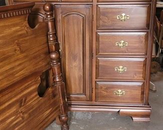 5 piece Bassett kid's bedroom set. $275 for all!!!Incredible deal! Excellent quality Bassett bedroom set.
• Tall Dresser/cabinet 45"w x 18"d x 47.5"h - $75
• Twin headboard, footboard and frame - $50
• Nightstand 24"w x 14"d x 26.5"h - $40
• Chest 30"w x 18"d x 31"h - $50
• Lighted Desk with hutch 42"w x 18"d x 77"h. Chair included - $60