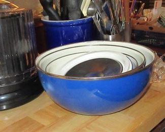 Nora blue enamel bowls
