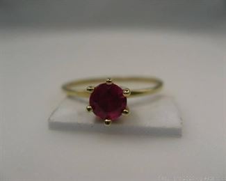 10kt Yellow Gold Synthetic Ruby Ring