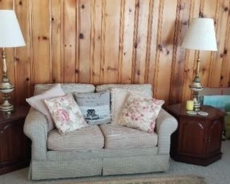 Comfy couch, matching end tables