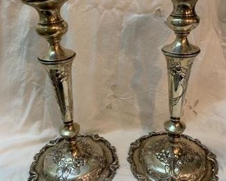 Antique Sterling silver matched pair of not weighted candlesticks