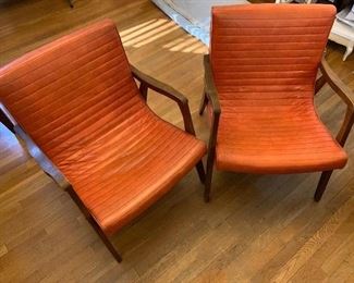 Matched pair of mid-Century arm chairs
