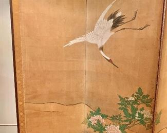 Detail; late 17th C. painted screen; Kano school