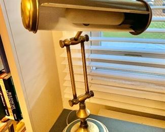$95; Vintage Brass Desk Lamp, tested and working, 13" H x 10" W 