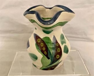 $30 - Small Painted Vase, signed, 4" H